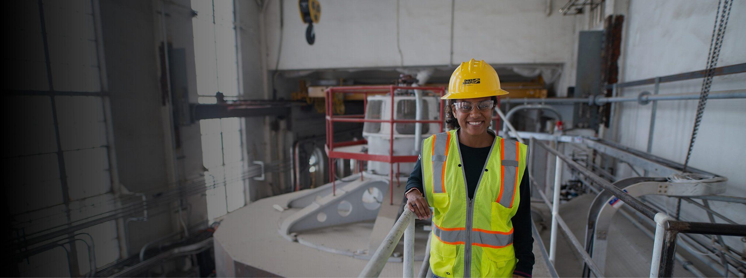 Image of an Idaho Power female engineer in a power plant